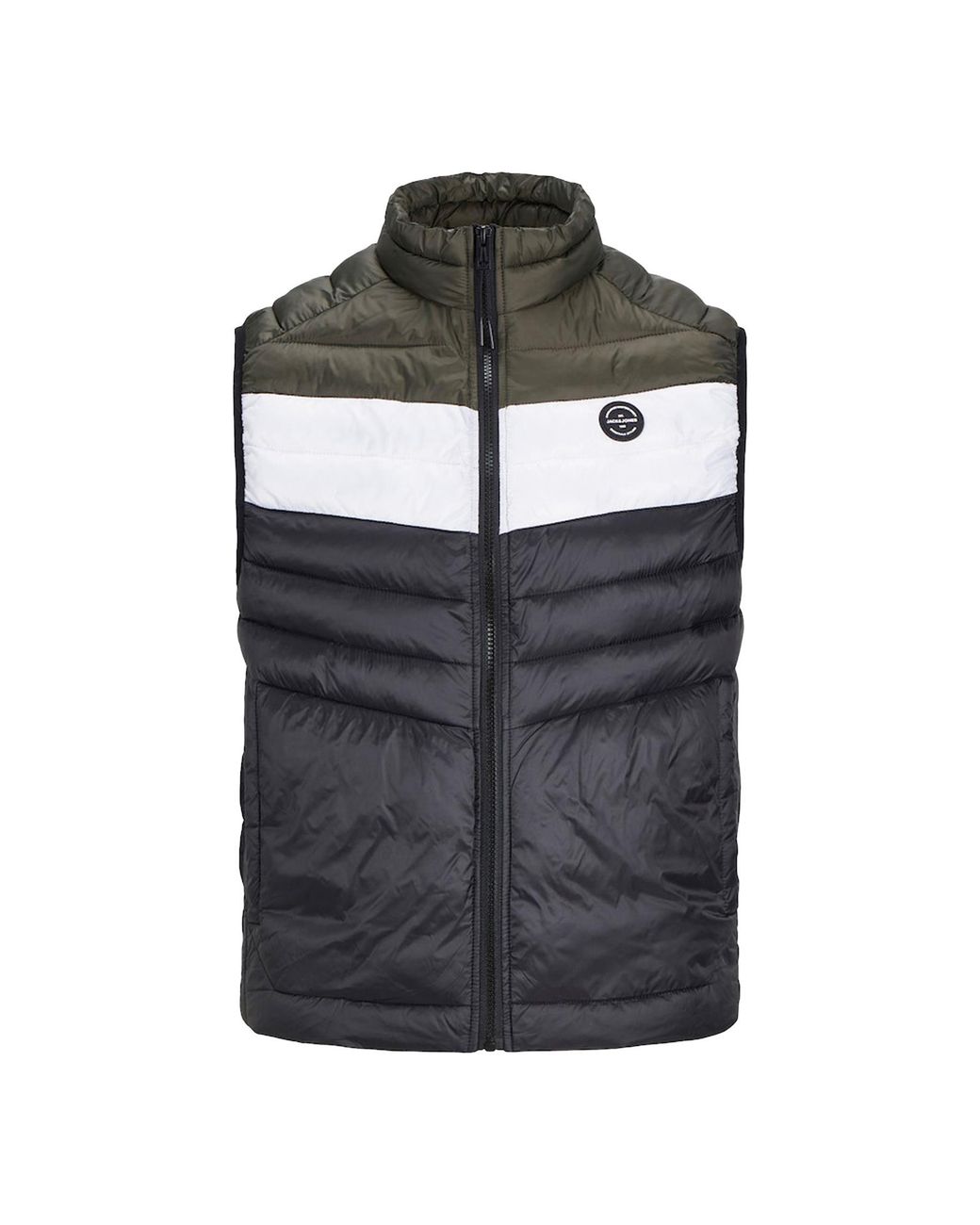 Jack & Jones Gray Sleeveless Zip-Up Gilet With High Neck for men