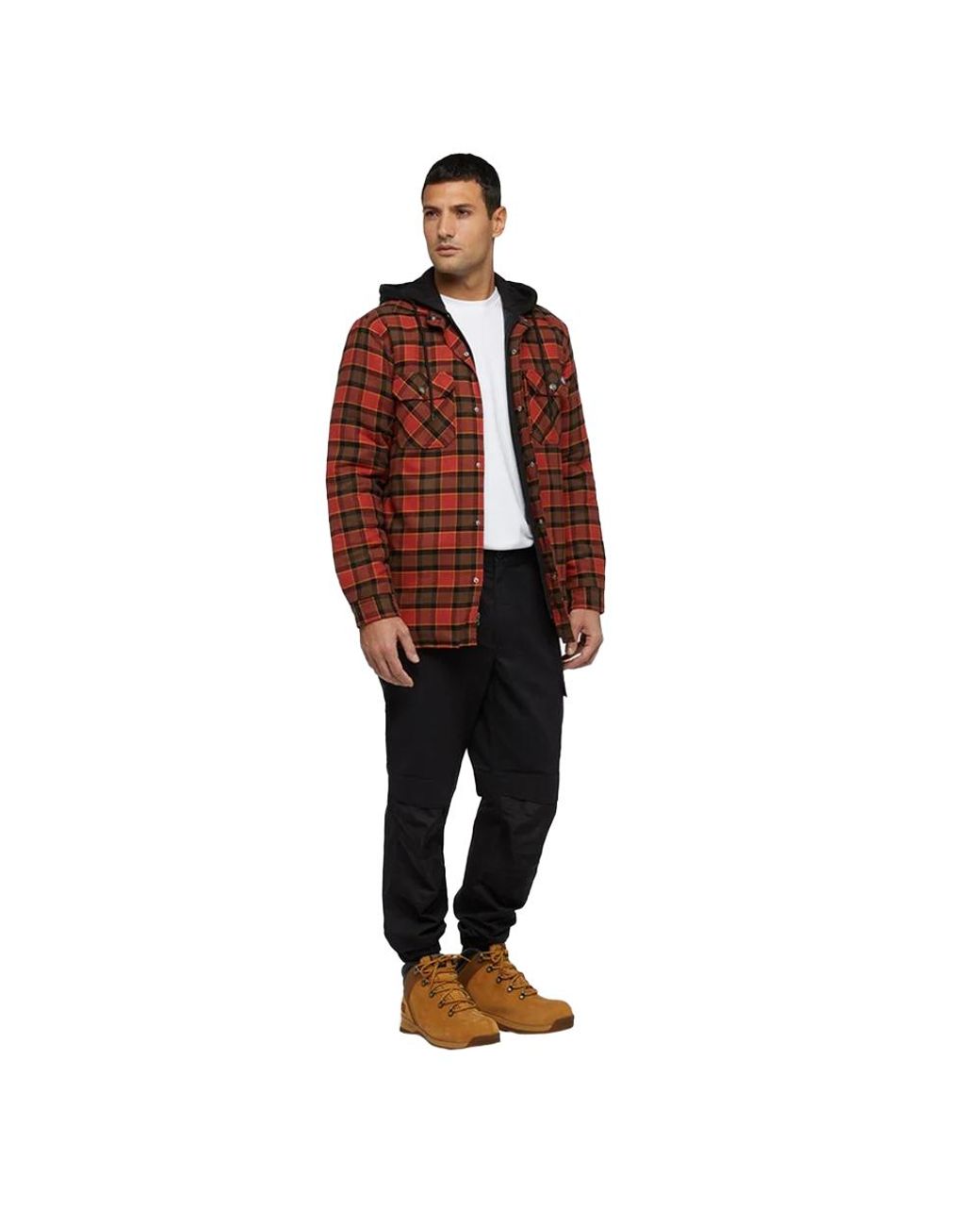 Dickies Red Flannel Hooded Shirt Ochre) Cotton for men