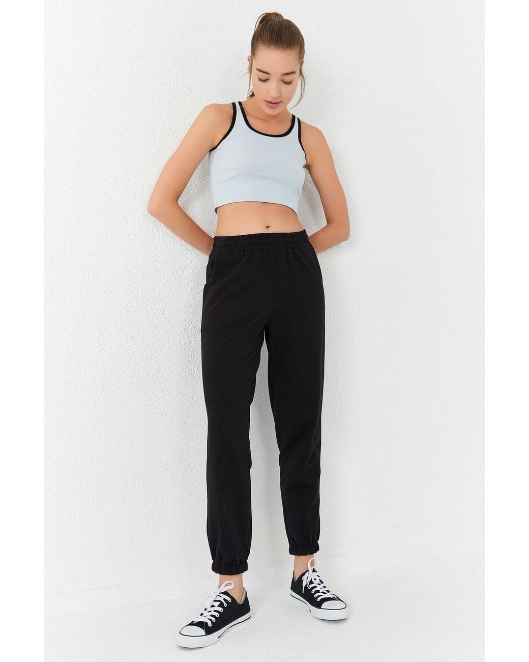 TOMMY LIFE White Ribbed Sleeveless Crop Top