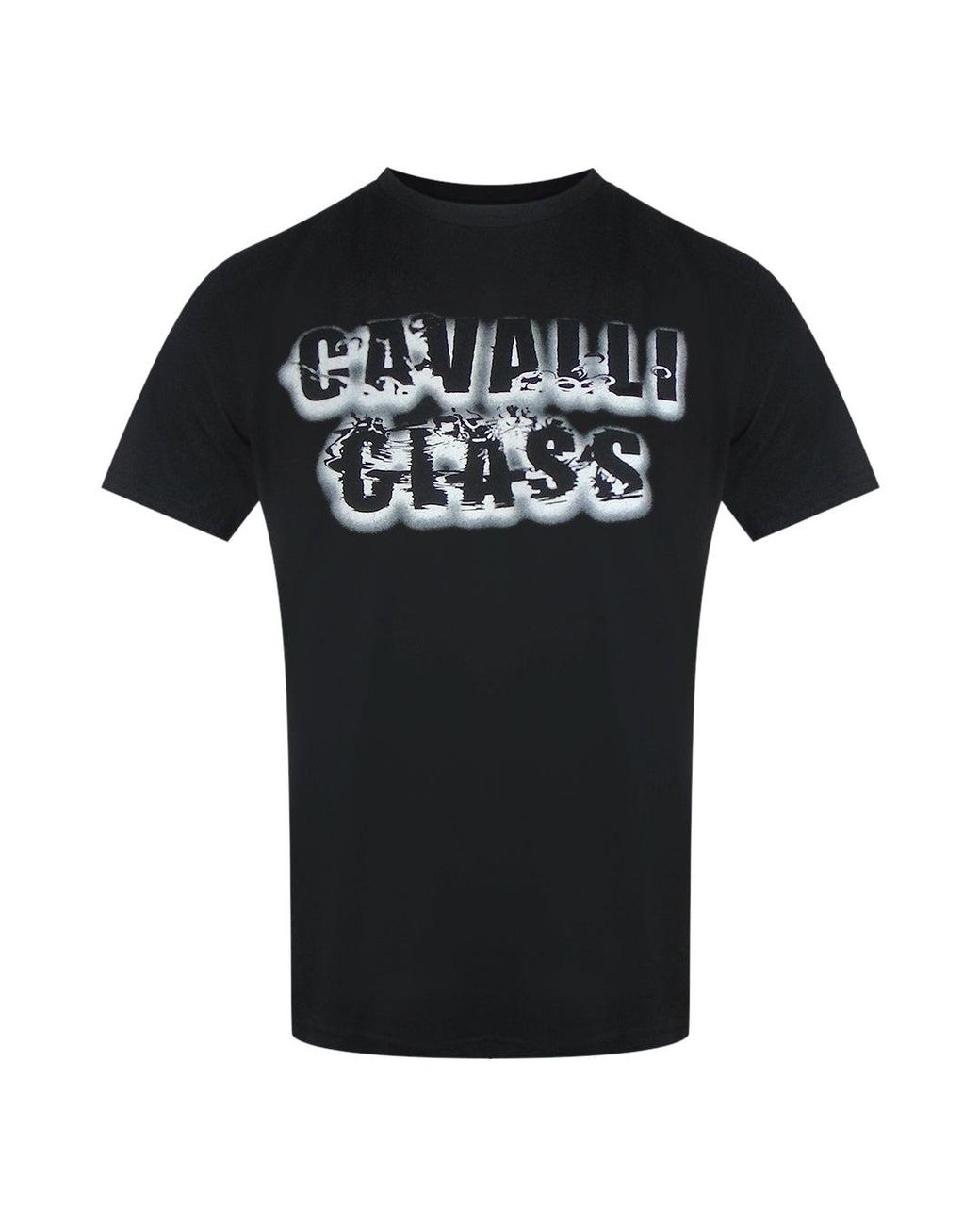 Roberto Cavalli Black Smoke Bold Logo T-Shirt Cotton for men