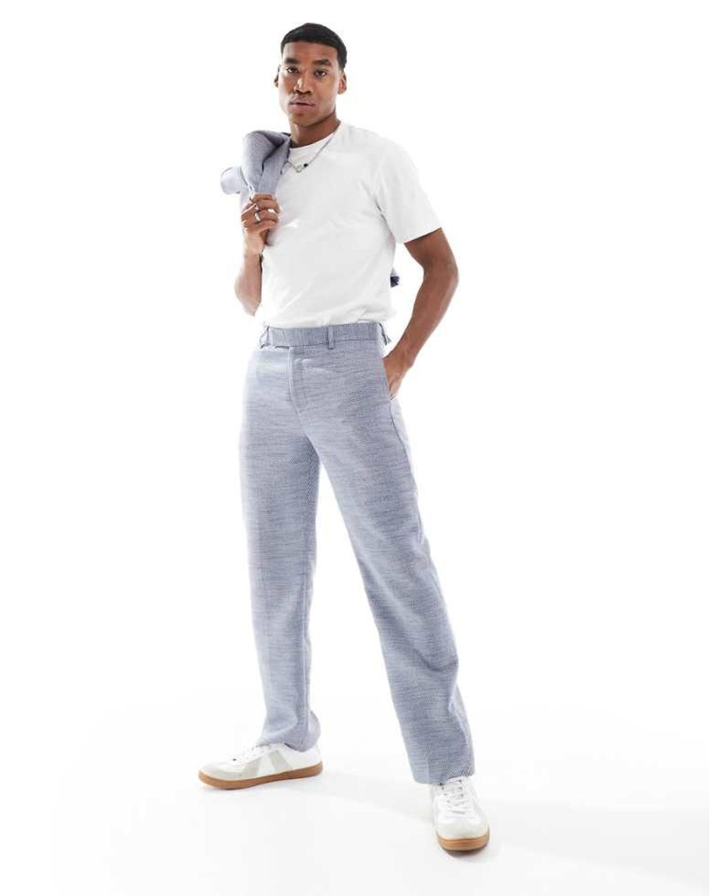 ASOS Blue Straight Leg Suit Trousers for men