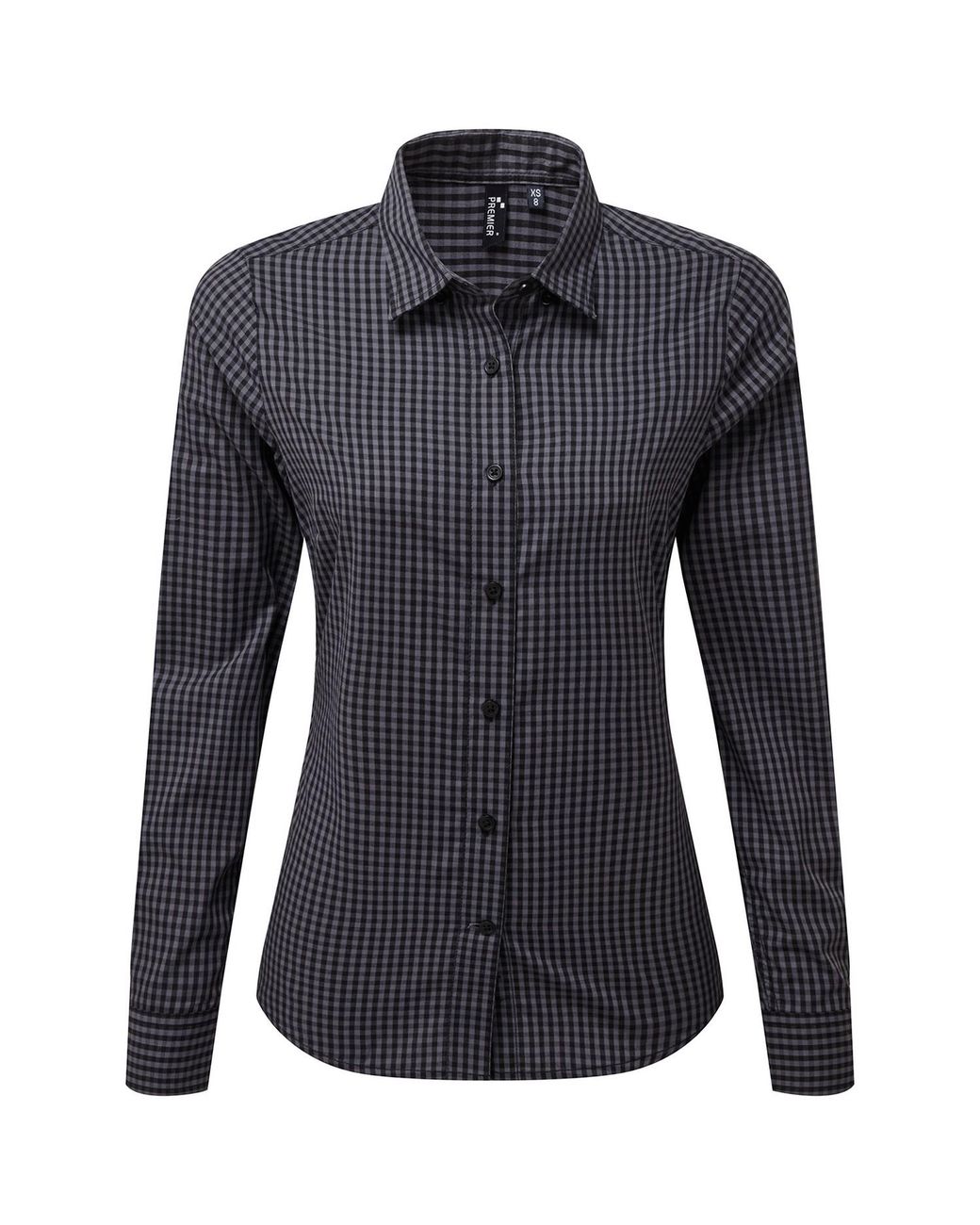 PREMIER Blue Ladies Maxton Gingham Long-Sleeved Shirt (Steel/