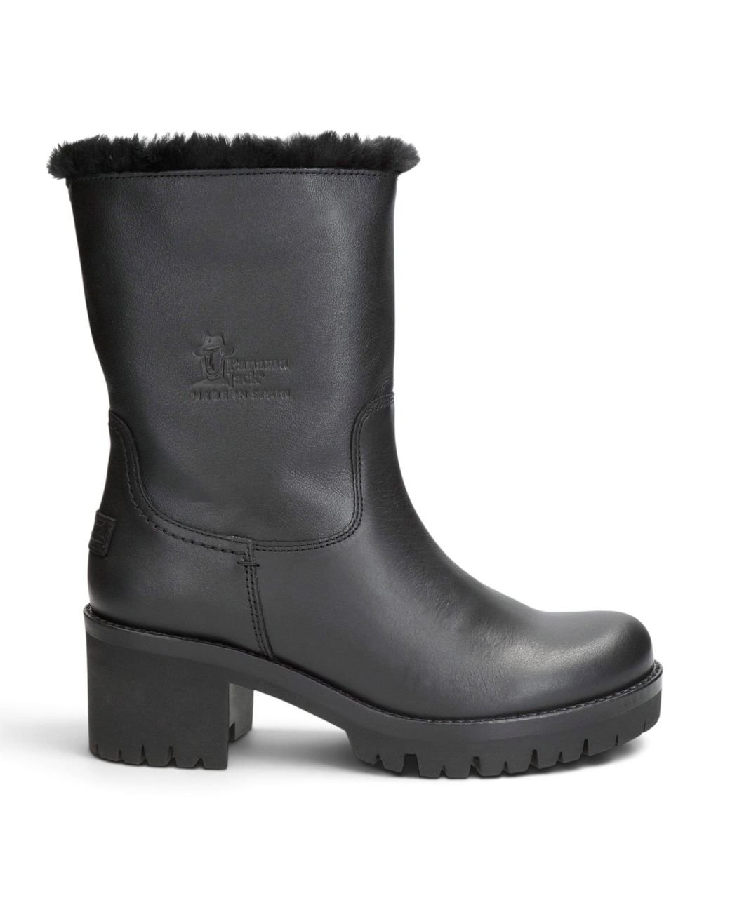 Panama Jack Black Leather Waterproof Warm Heeled Boots