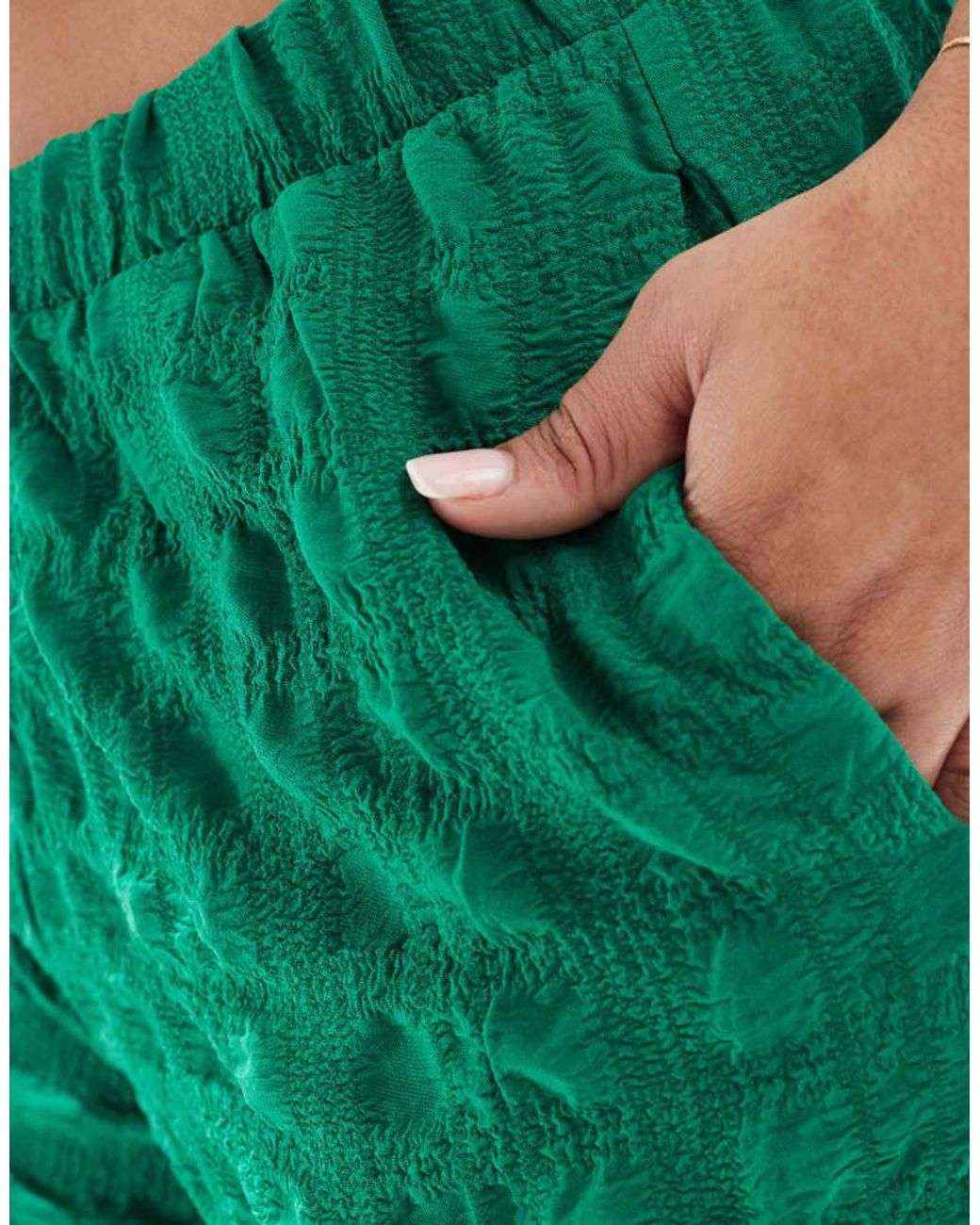 Vero Moda Green Textured Wide Leg Trousers