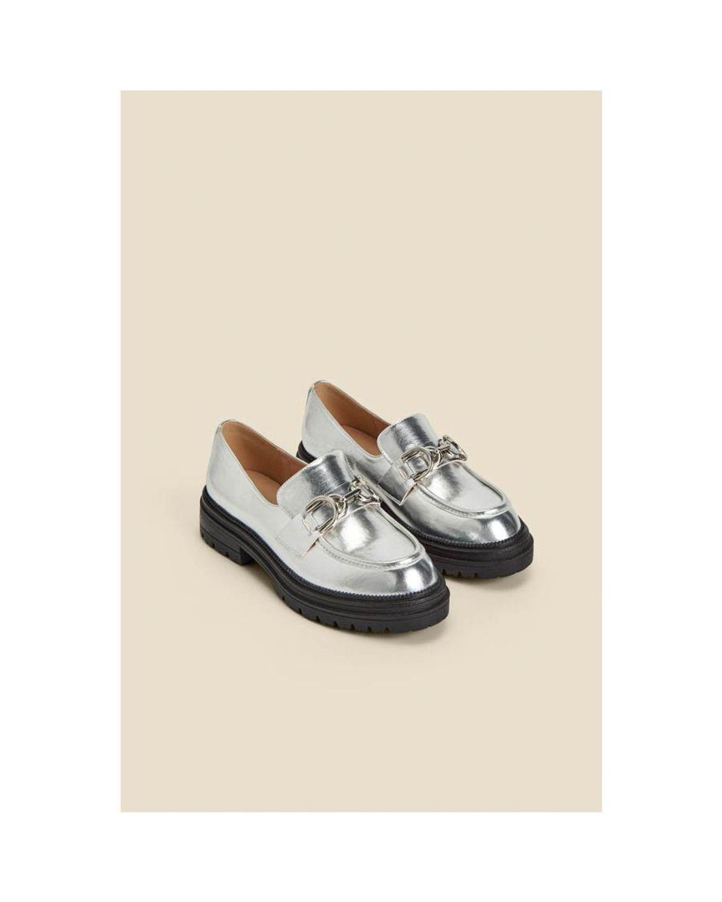 Sosandar Natural Chain Trim Chunky Loafers