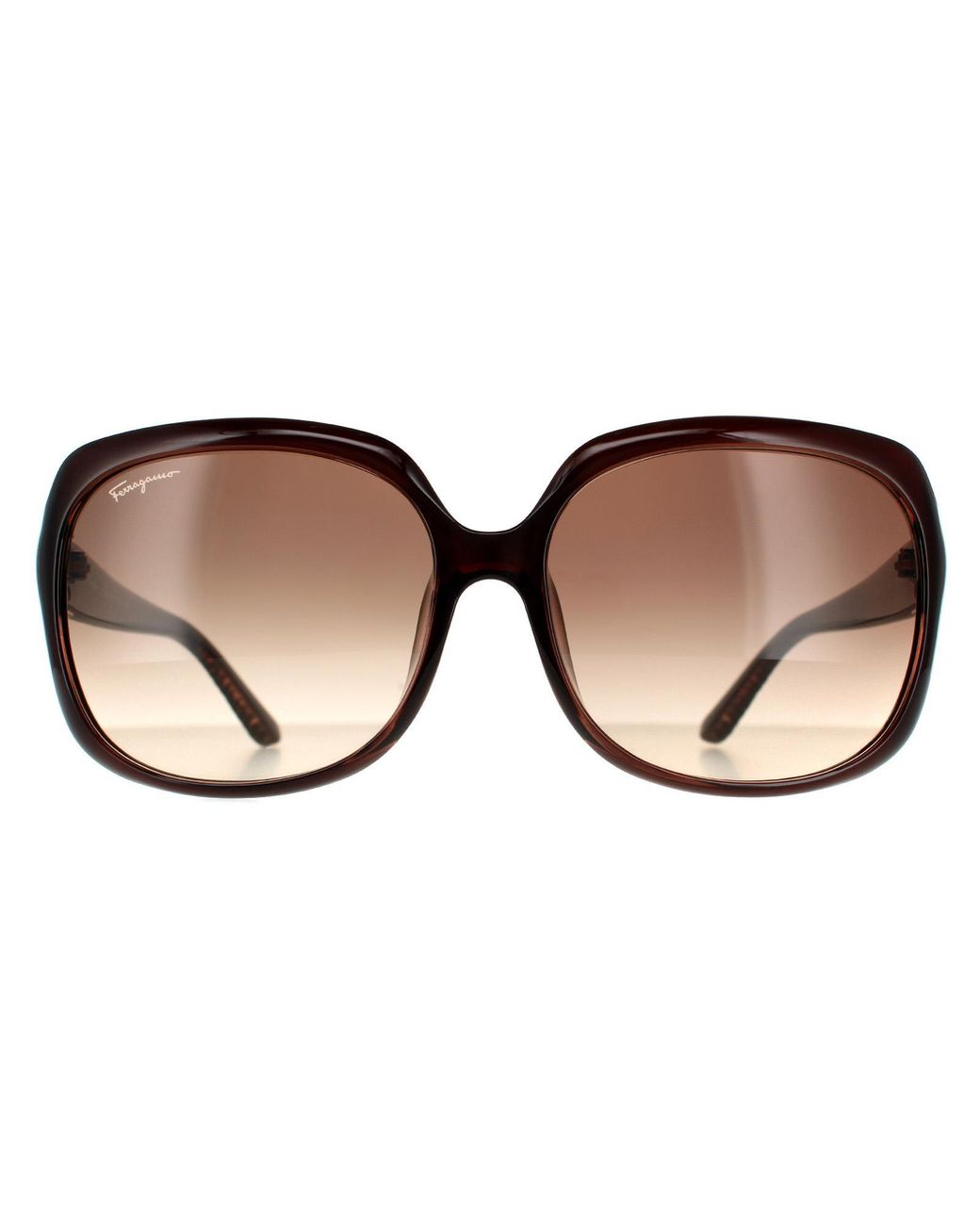 Ferragamo Brown Rectangle Gradient Sunglasses