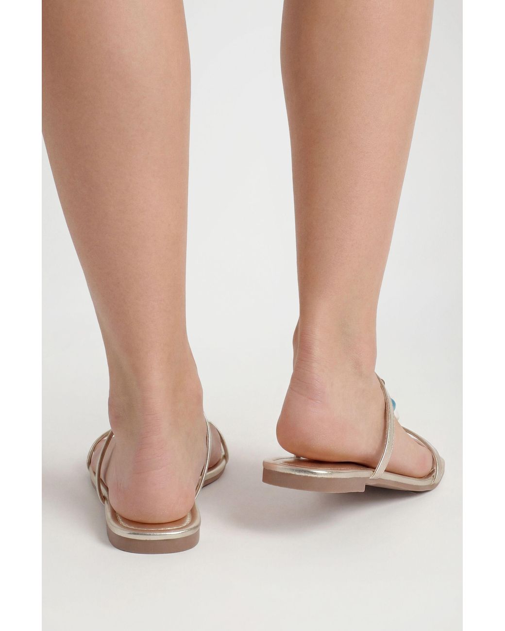 Boohoo Pink Wide Fit T Bar Beaded Sandals