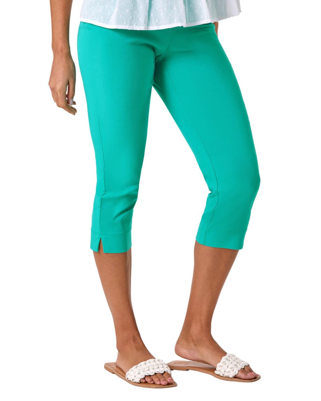 Roman Blue Cropped Stretch Trousers
