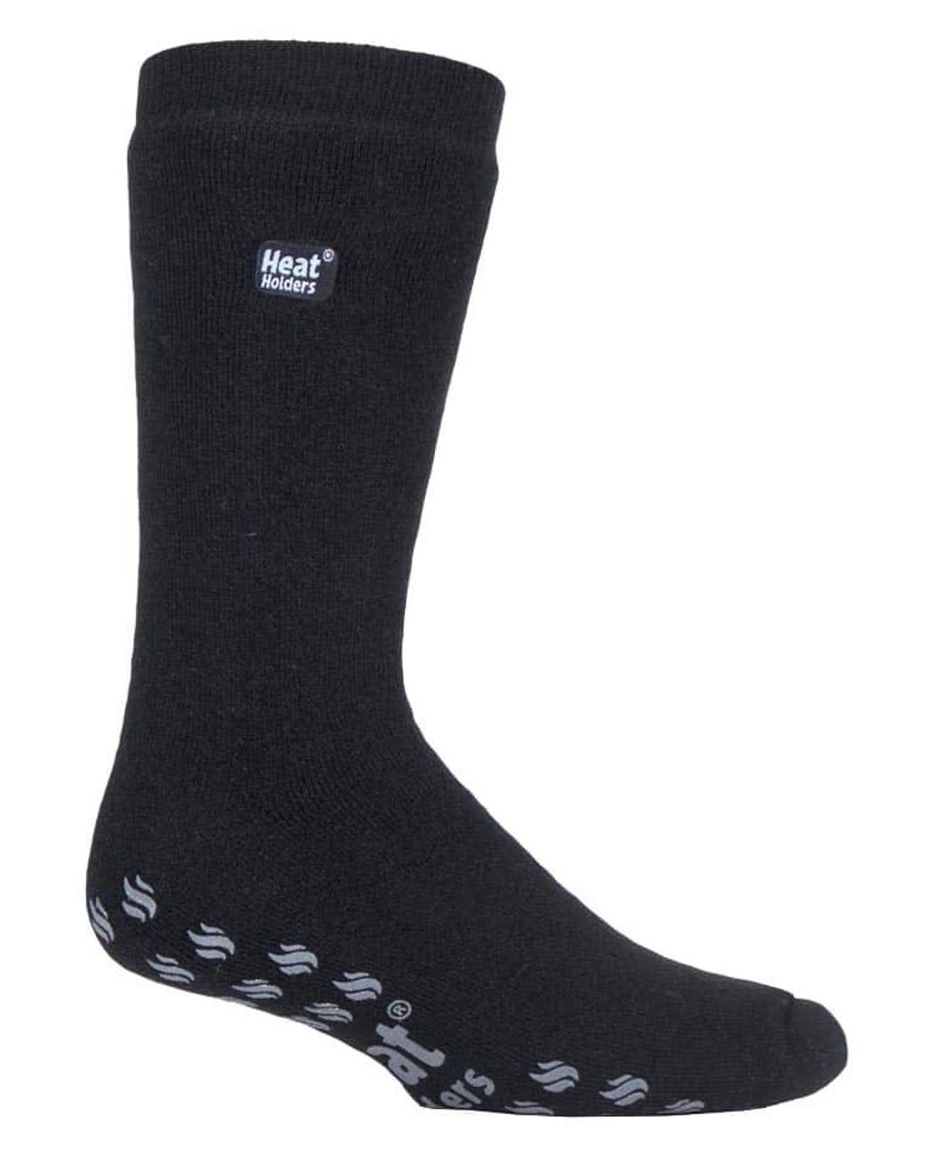 IOMI Black Ladies Thick 3.1 Tog Non Slip Grip Slipper Socks For Raynauds for men