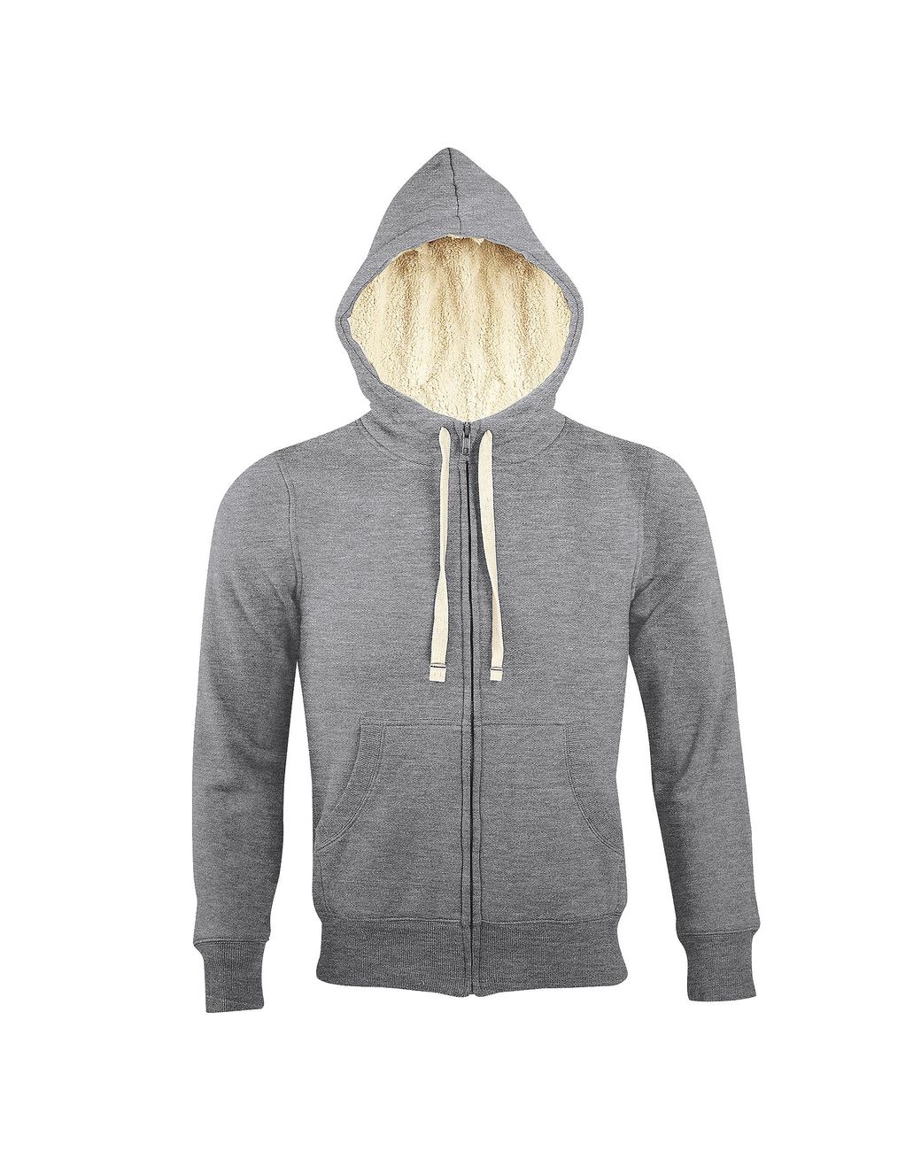 Sol's Gray Sherpa Zip-Up Hooded Sweatshirt Hoodie Marl) for men