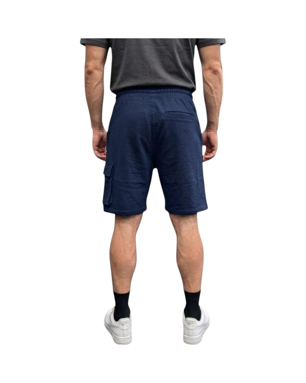 Weekend Offender Black Cargo Shorts Elasticated Summer Loopback Fleece Barmuda for men
