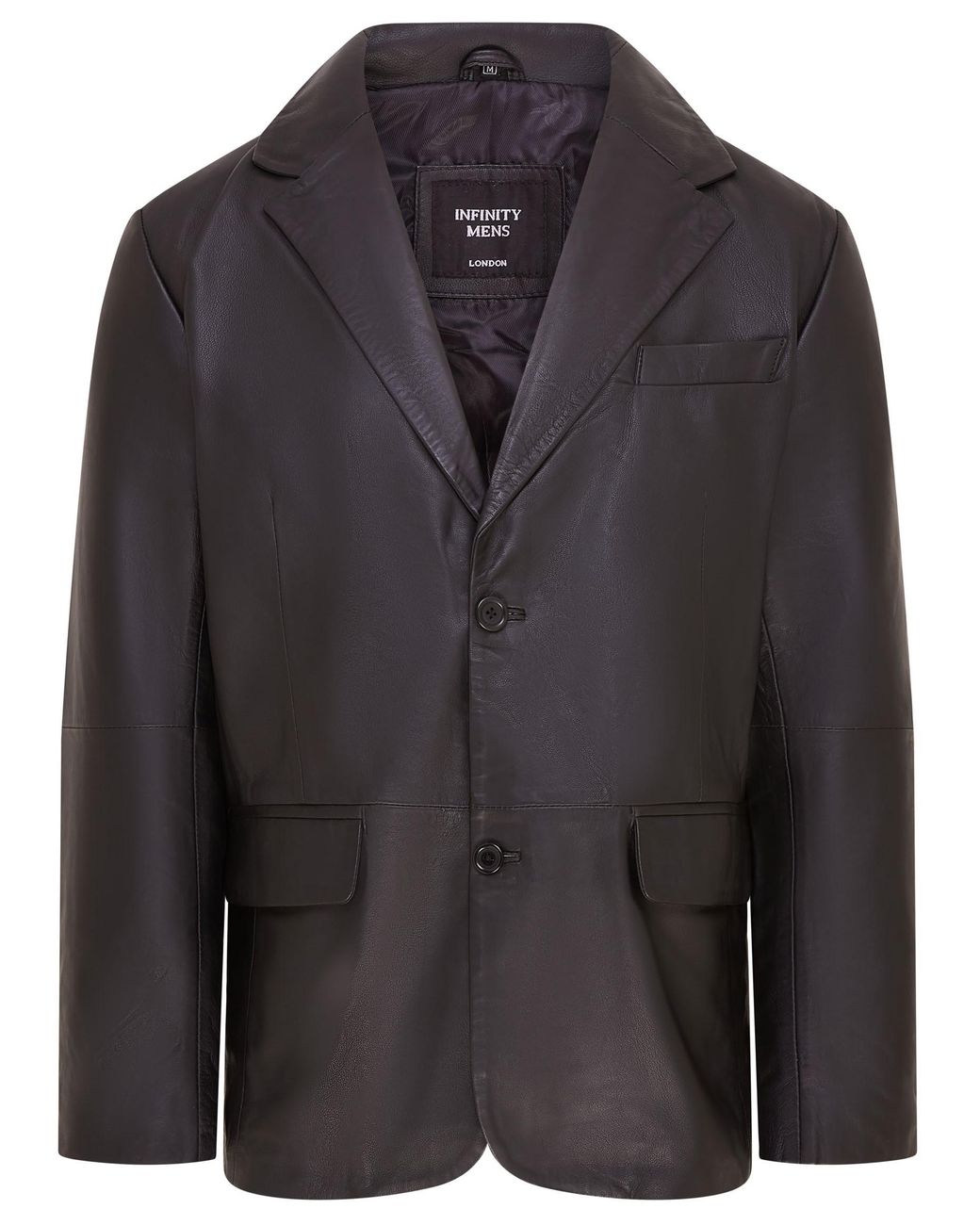 Infinity Leather Black 2 Button Blazer Jacket for men