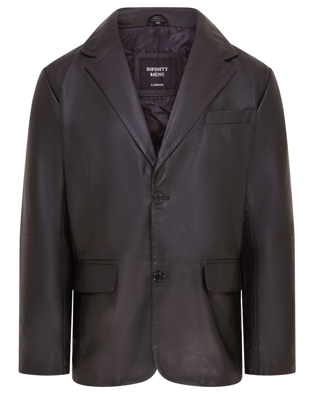 Infinity Leather Black 2 Button Blazer Jacket for men