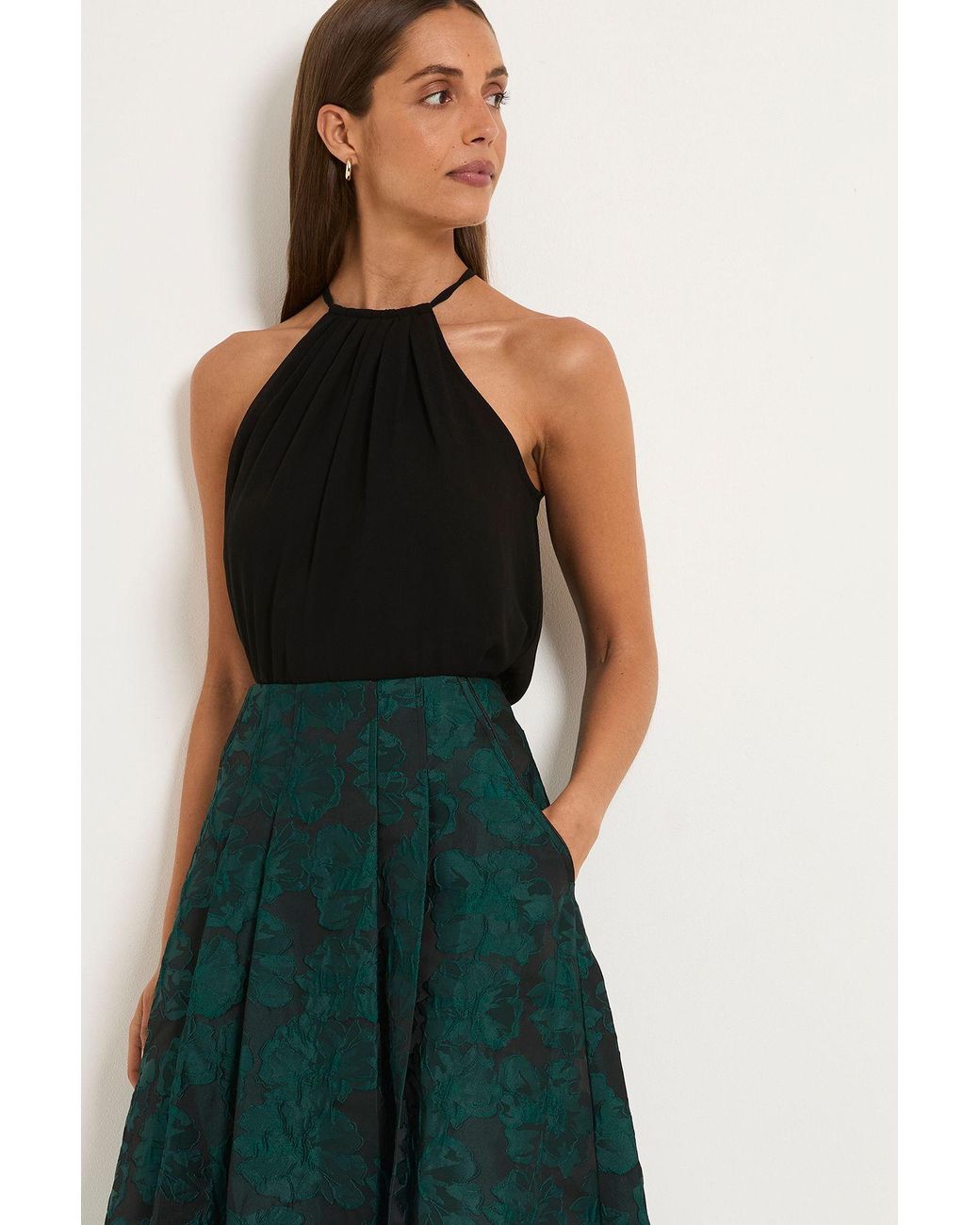Wallis Blue Jacquard Midi Skirt