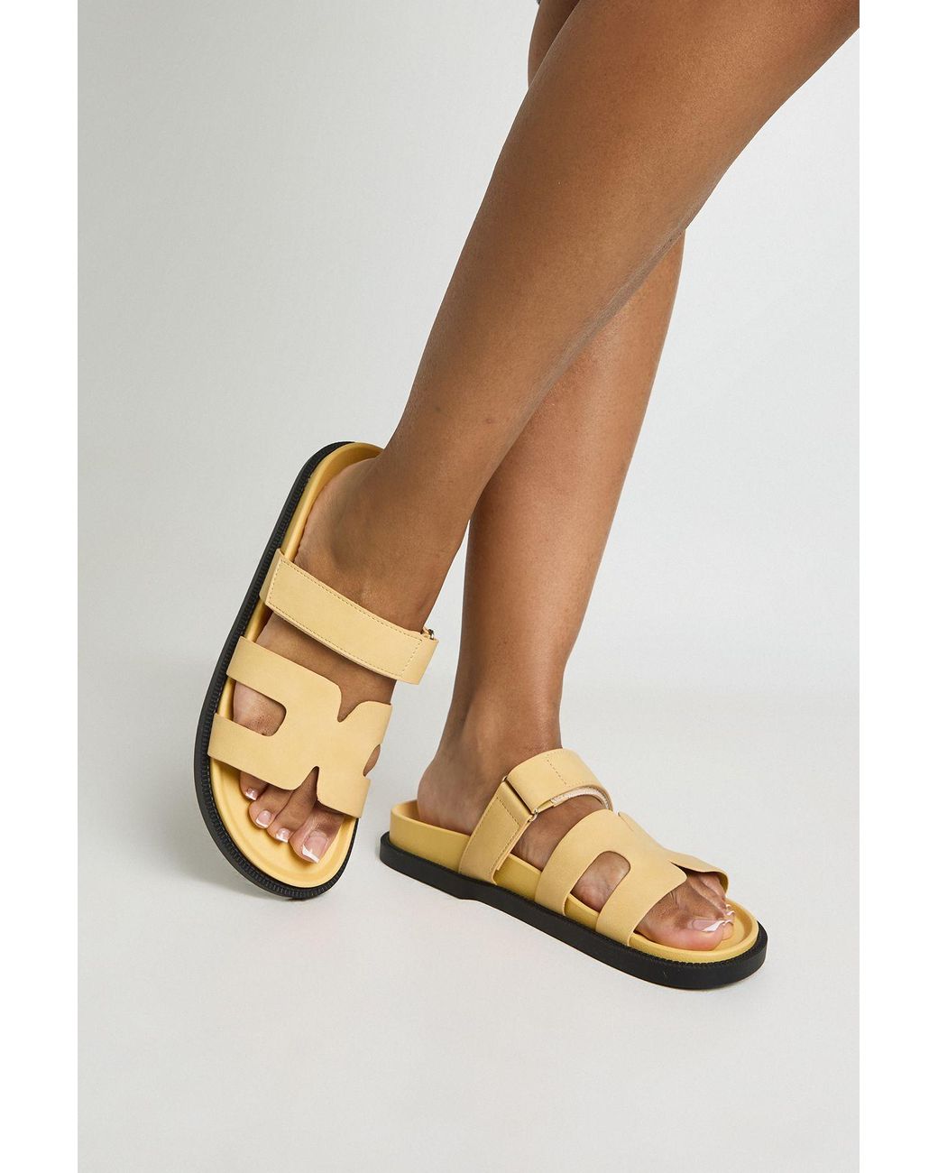 Boohoo Metallic Cut Out Flat Sliders