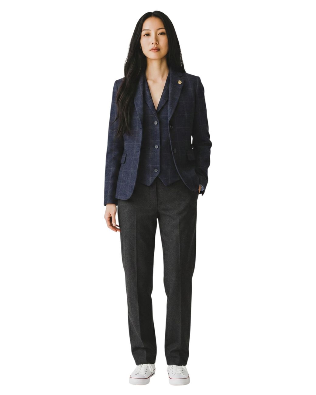 TruClothing Black 2 Piece Check Formal Tweed Blazer & Waistcoat Set