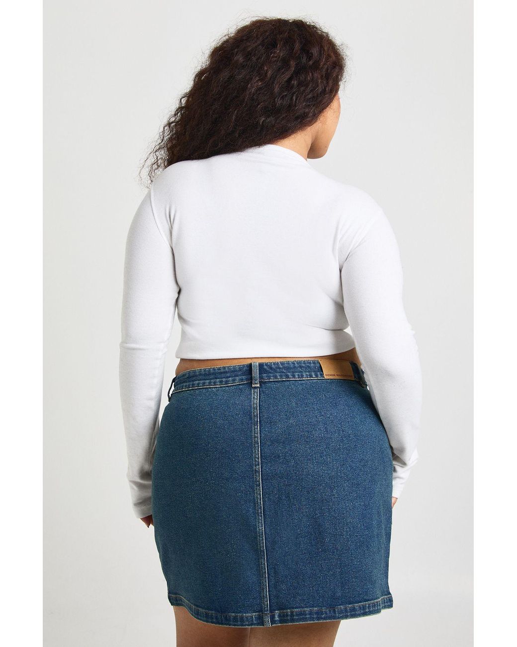 Boohoo White Plus Cargo Denim Mini Skirt