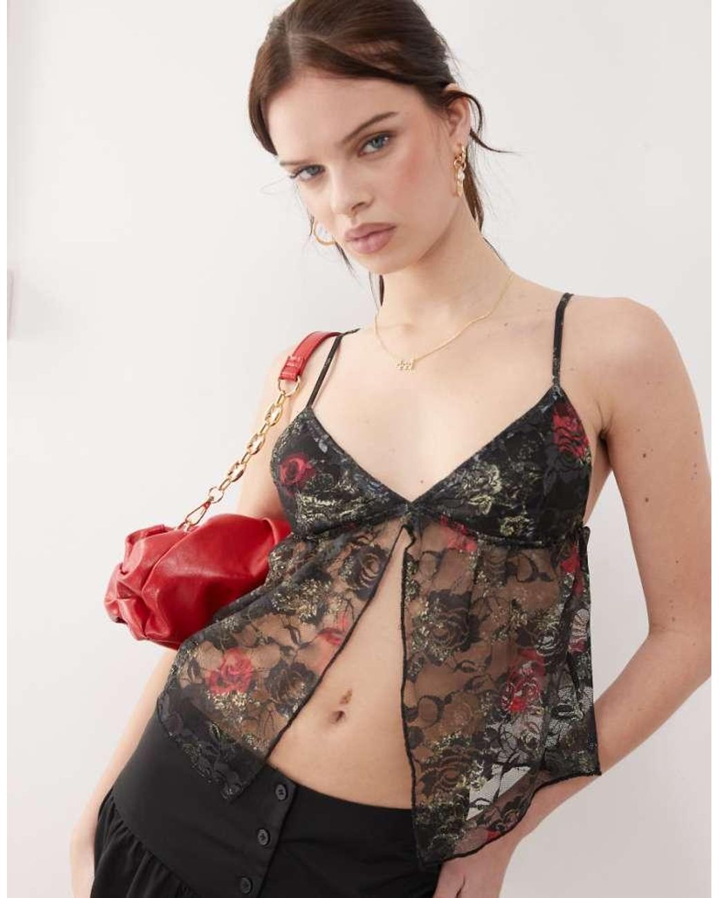 Motel Black Nukara Lace Top