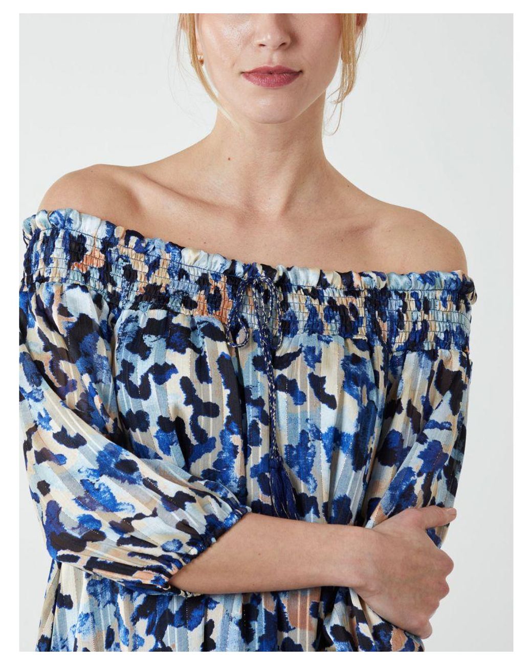 Blue Vanilla Blue Sheared Neck Bardot Dress