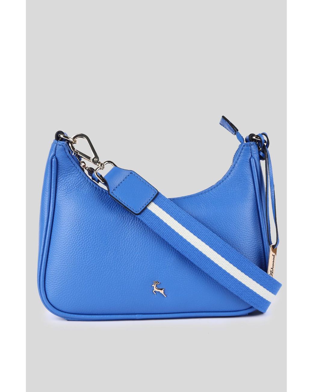 Ashwood Leather Blue 'Bella Toscana' Real Crossbody Bag With Webbing Strap