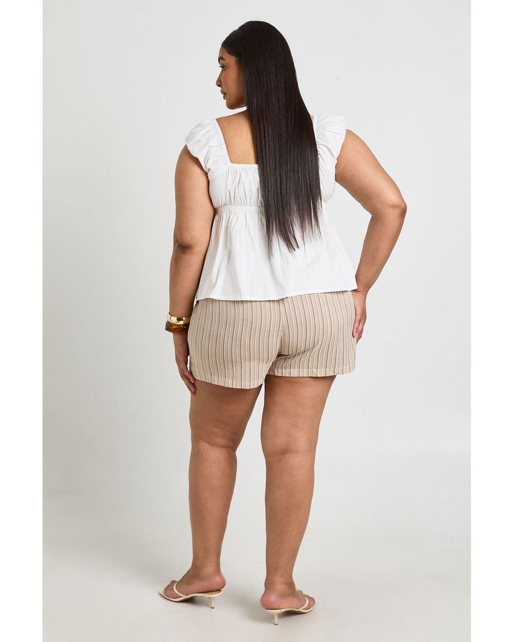 Boohoo White Plus Stripe Drawcord Shorts
