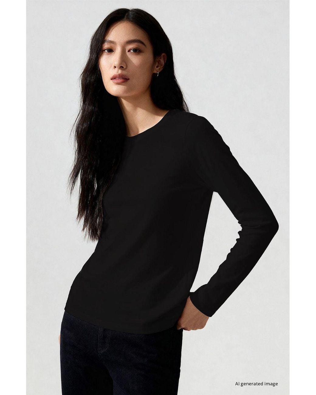 TOMMY LIFE Black Cotton Elastane T-Shirt