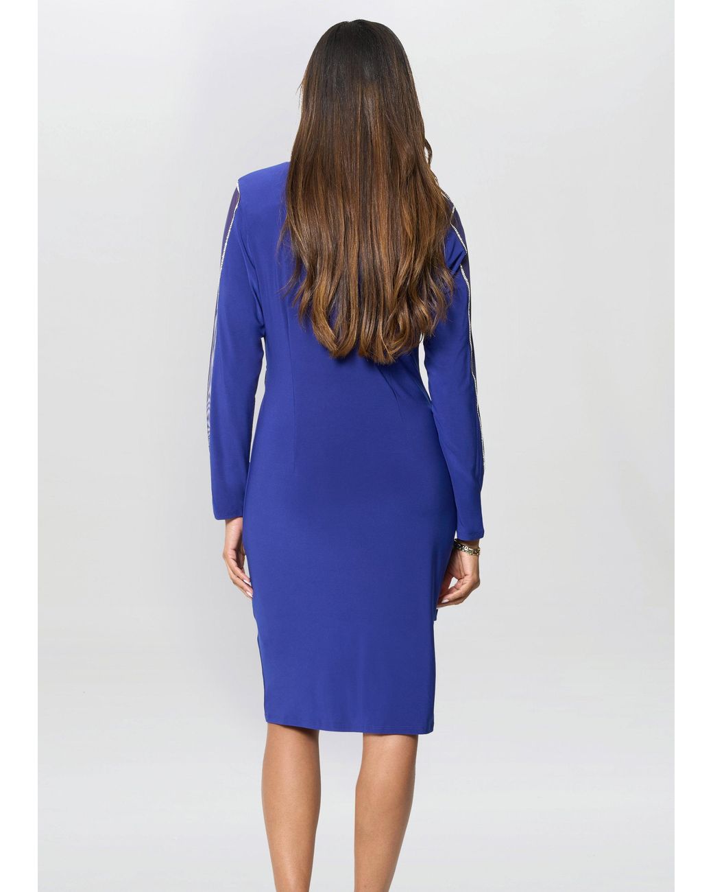 Gina Bacconi Blue Ceri Jersey Dress With Diamante Detail