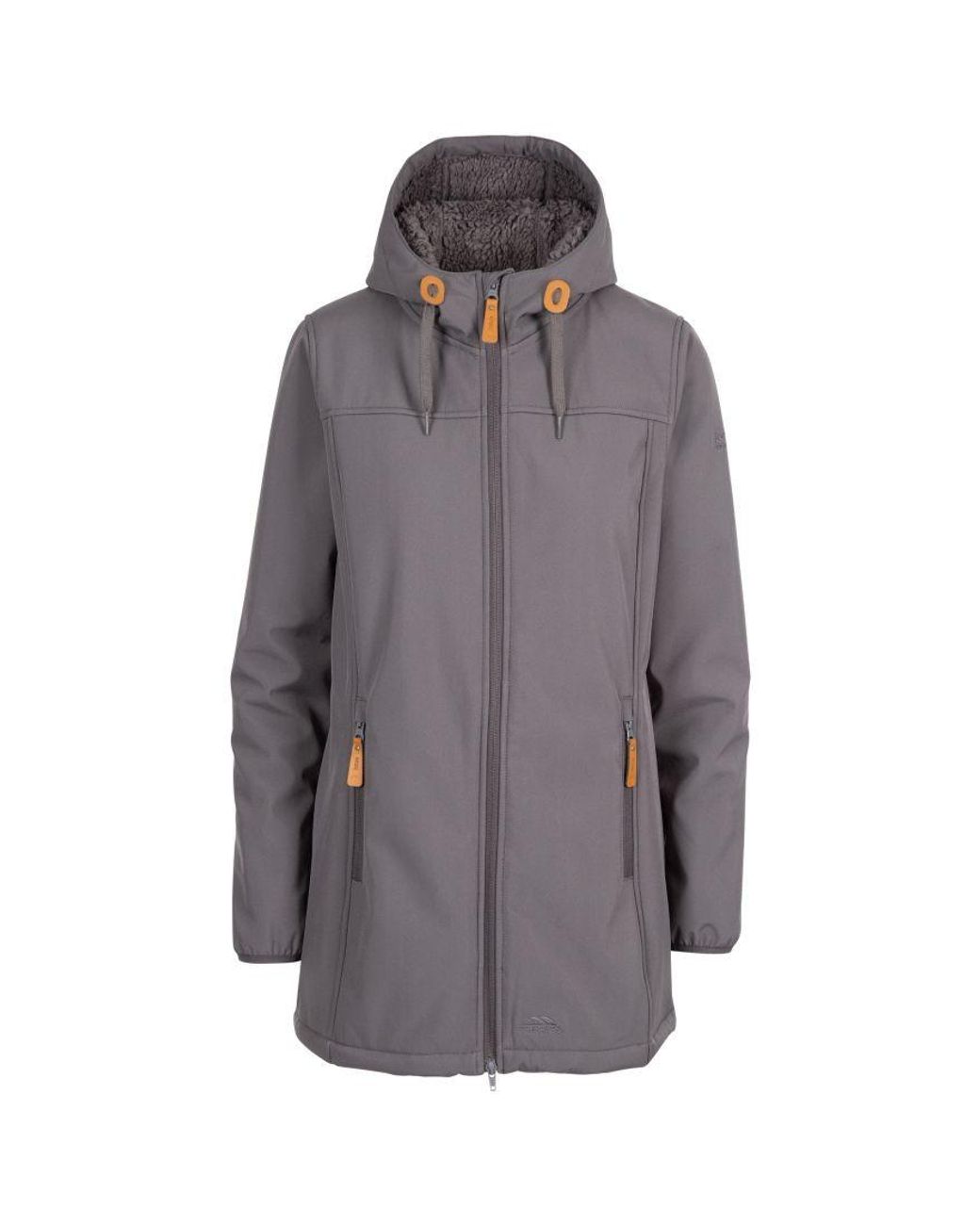 Trespass Gray Ladies Kristen Longer Length Hooded Waterproof Jacket (Carbon)
