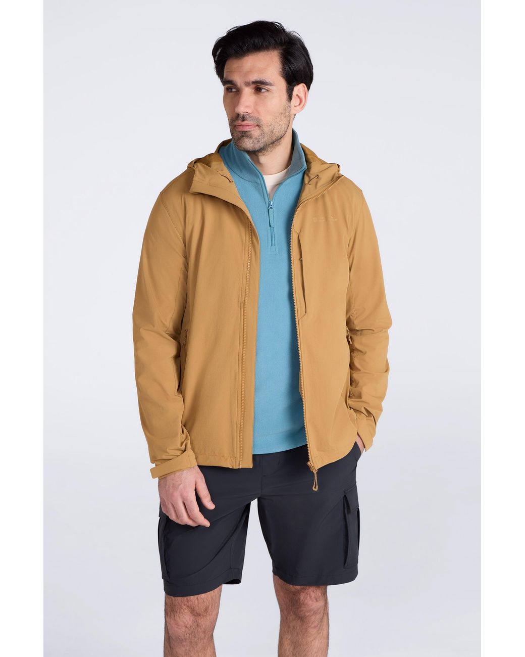 Mountain Warehouse Blue 'Retreat' Packable Softshell Jacket Water Resistant Coat Polyamide for men
