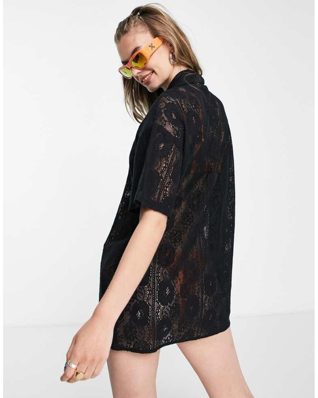 Collusion Black Lace Mini Beach Dress