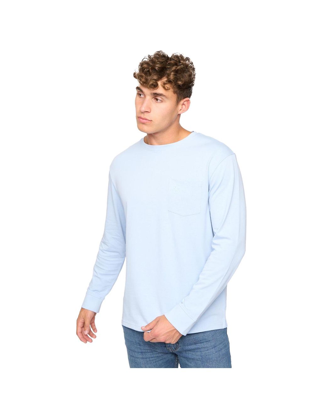 Bewley & Ritch Blue Apsley Long Sleeve T-Shirt for men