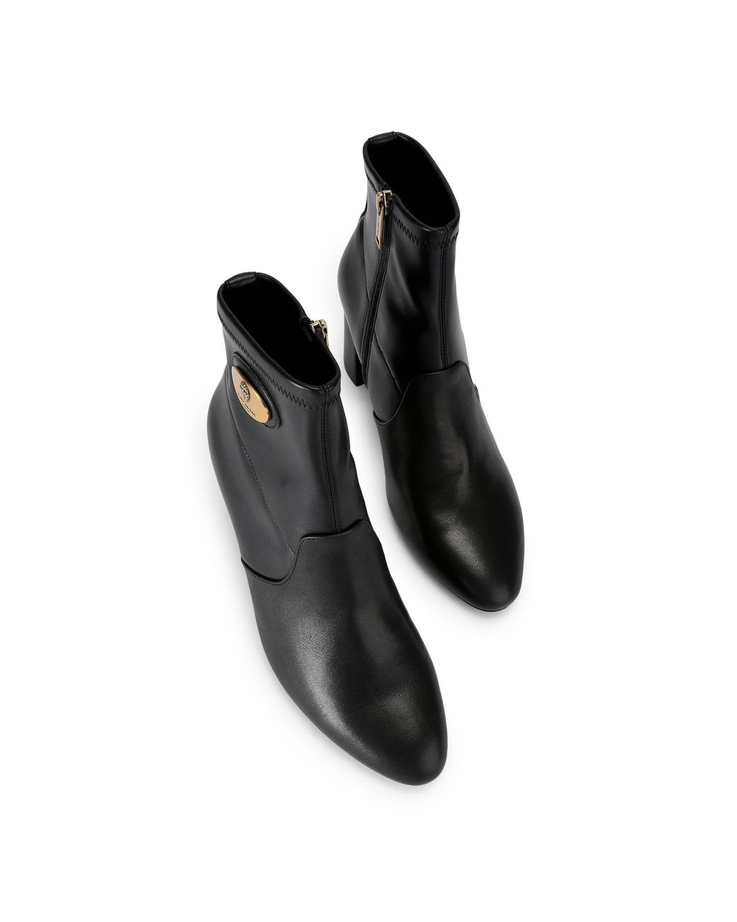 Kurt Geiger Black Leather Langley Plaque Ankle Boots