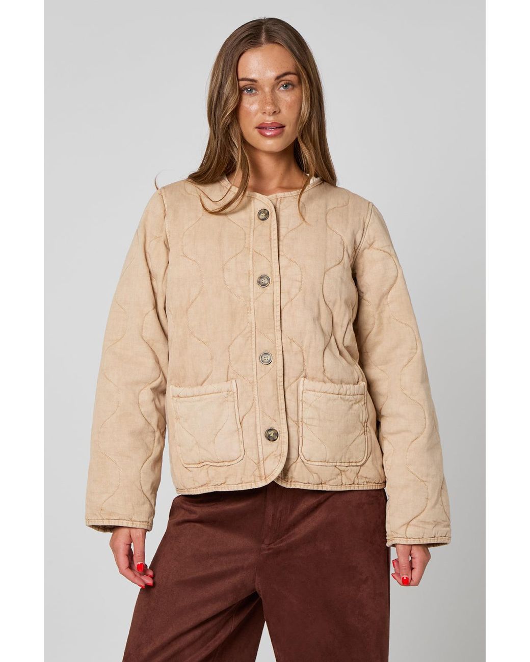 Urban Bliss Brown Washed Quited Coat