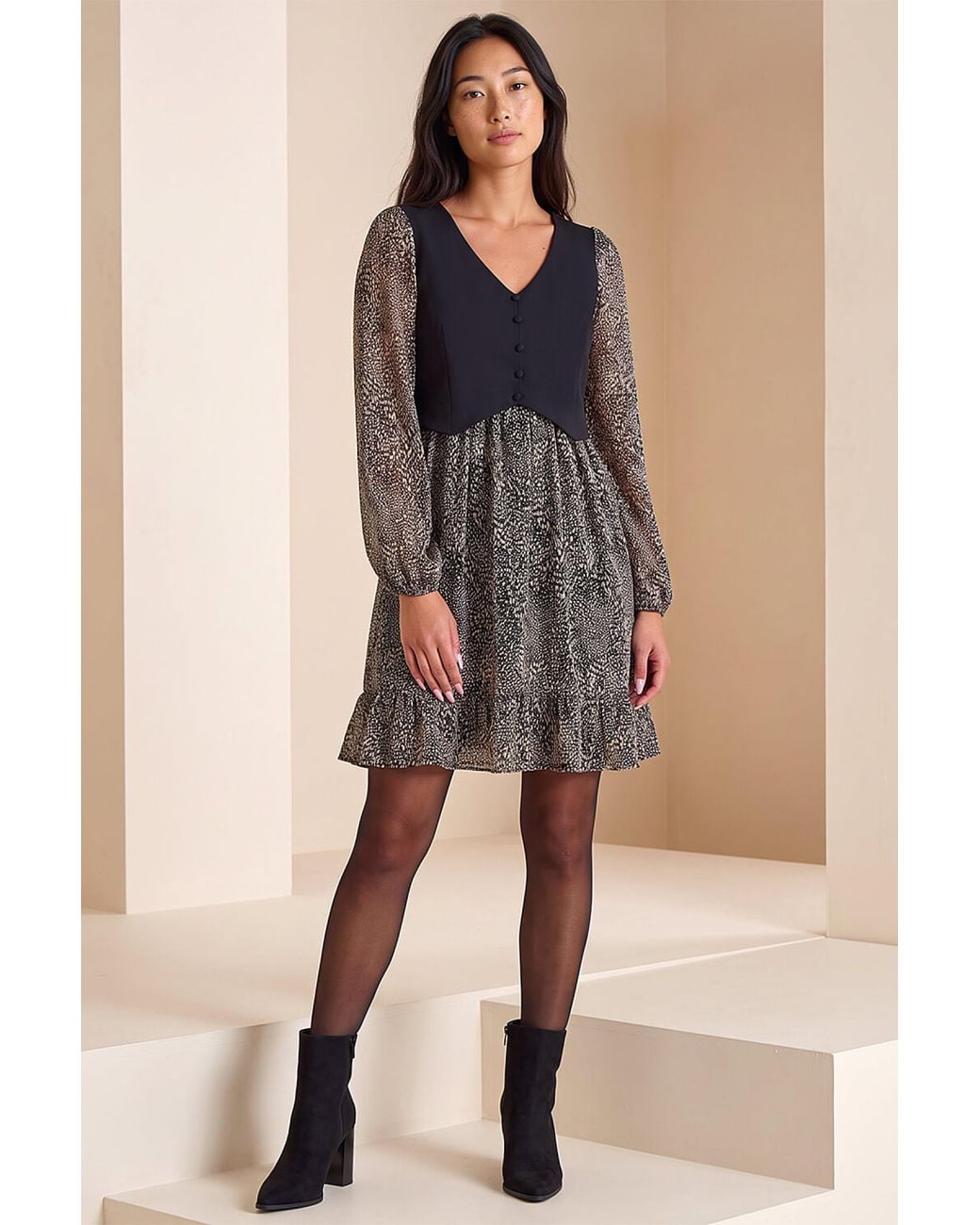 Roman Blue Petite Waistcoat Dress