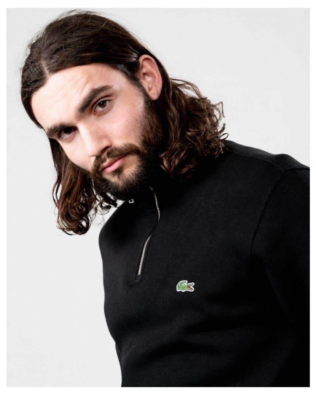 Lacoste Blue Zippered Stand-Up Collar Cotton Sweatshirt for men