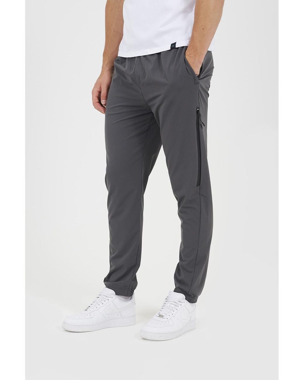 Brave Soul Blue Straight Leg Elasticated Waist Trousers for men