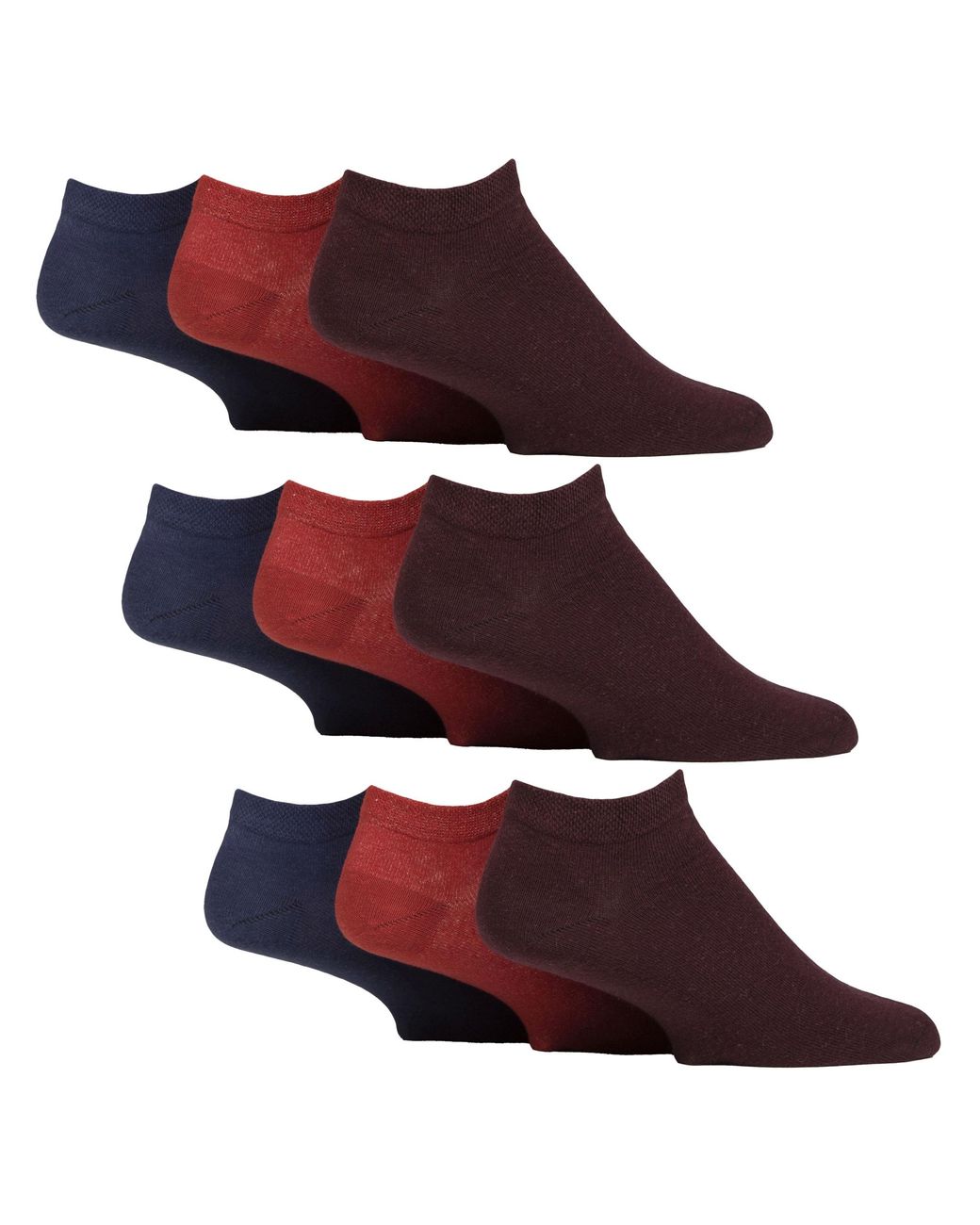 Gentle Grip Red 9 Pack Diabetic Trainer Socks, Swollen Feet Wide Ankle for men