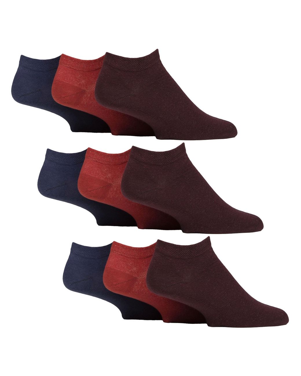 IOMI Red 9 Pack Diabetic Trainer Socks for men