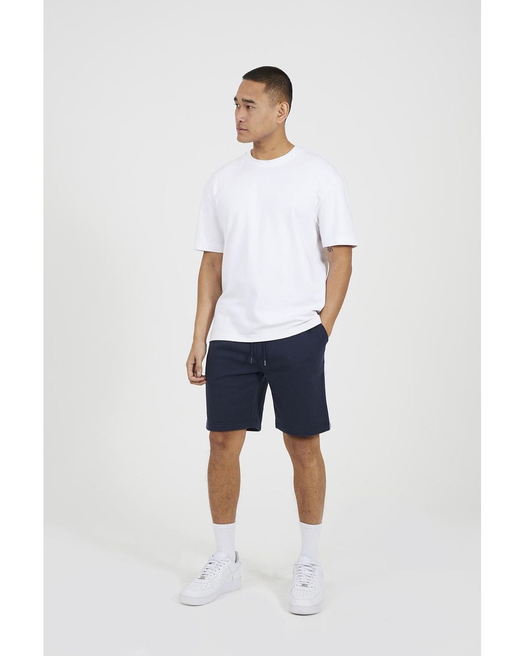 Brave Soul Blue Side Stripe Drawstring Jersey Shorts for men
