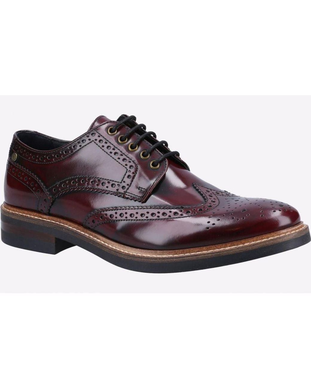 Base London Brown Woburn Hi-Shine Brogue Leather for men