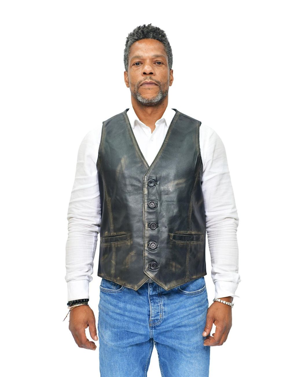 Infinity Leather Blue Classic Waistcoat-Chester for men