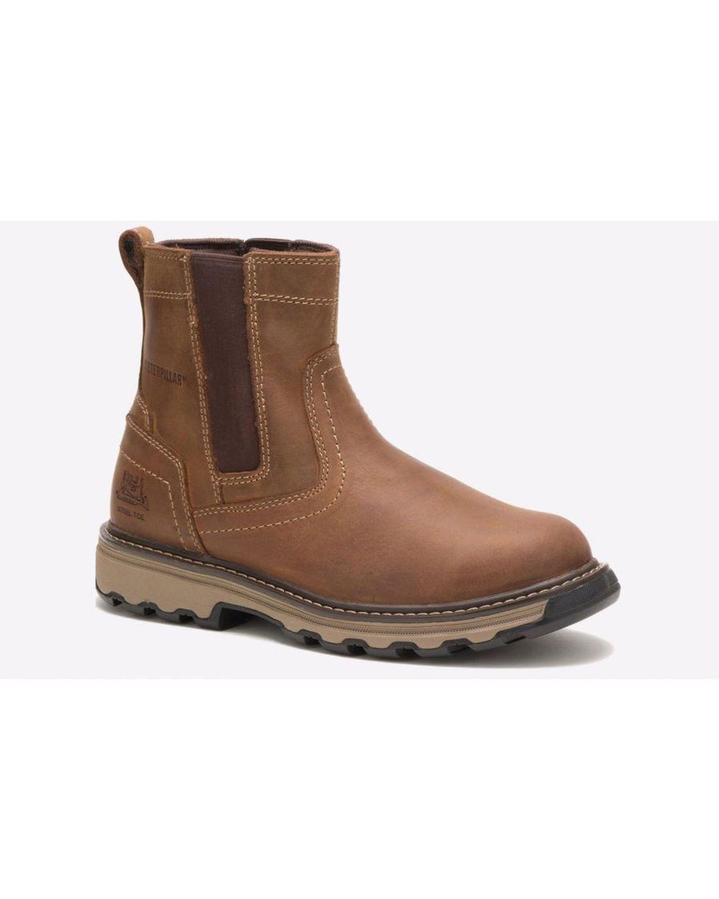 Caterpillar Safety Brown Pelton Leather Boots for men
