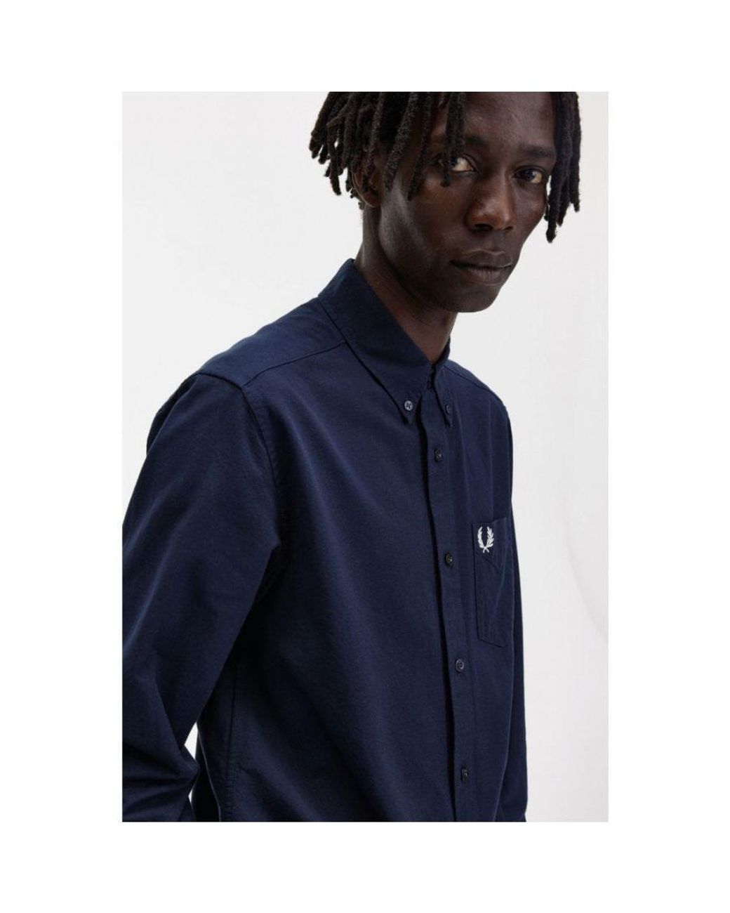 Fred Perry Blue Long Sleeve Oxford Shirt for men