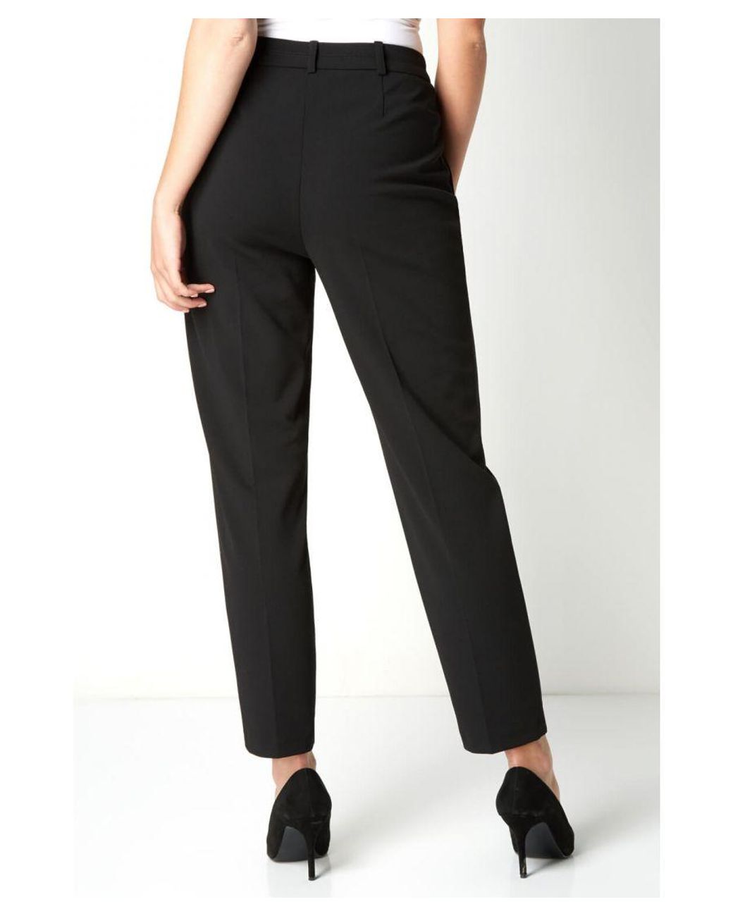Roman Black Long Straight Leg Stretch Trouser