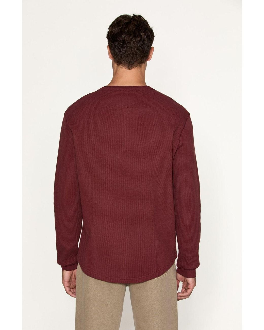 Grimelange Red Button Crew Neck Sweatshirt for men