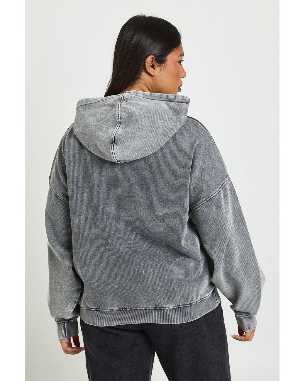 Boohoo Gray Plus Acid Washed Oversized Hoodie