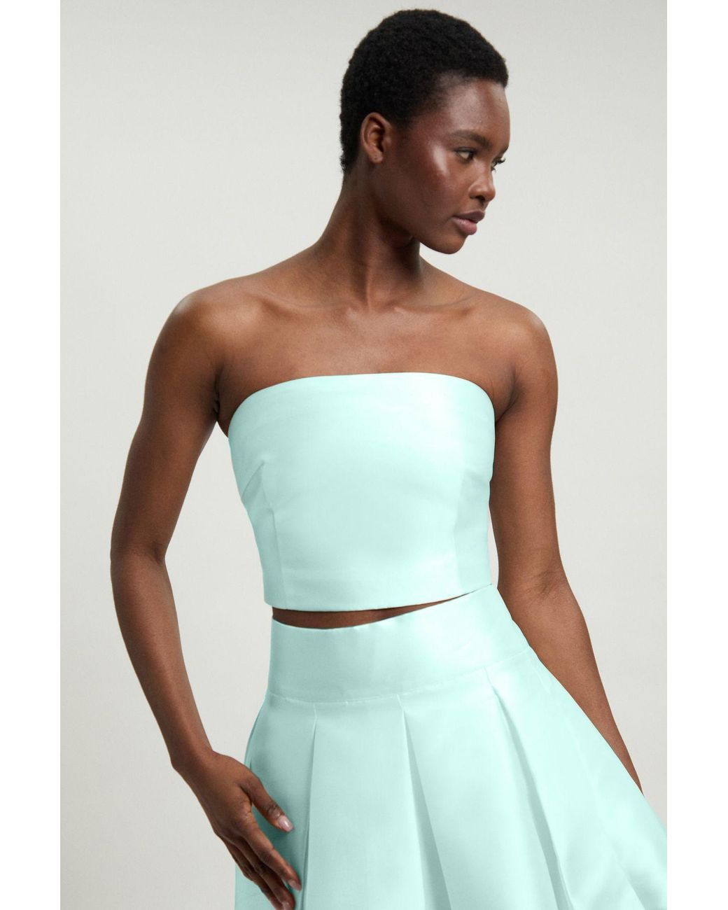 Karen Millen Blue Forever Twill Woven Prom Maxi Skirt