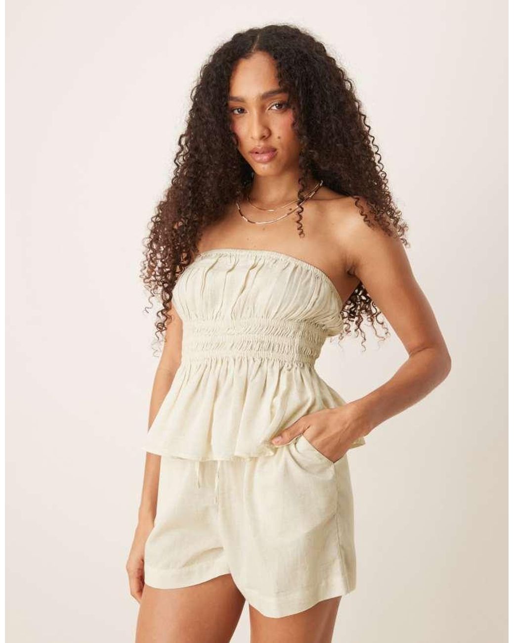 ASOS Natural Belle Beach Short With Linen