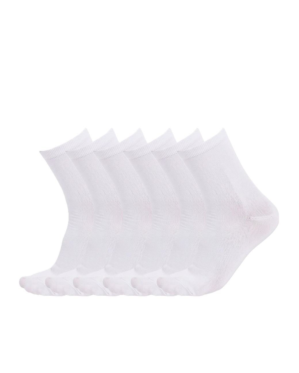 Pro Socks White 6 Pairs Cotton Mid-Calf S25609