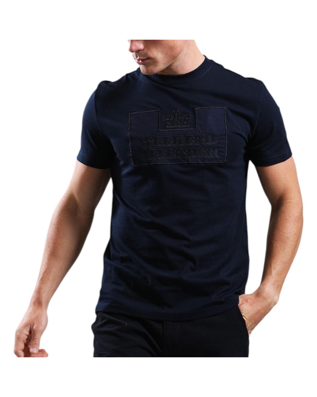 Weekend Offender Blue T Shirts Astoria Graphic Short Sleeve Casual Cotton Tee for men